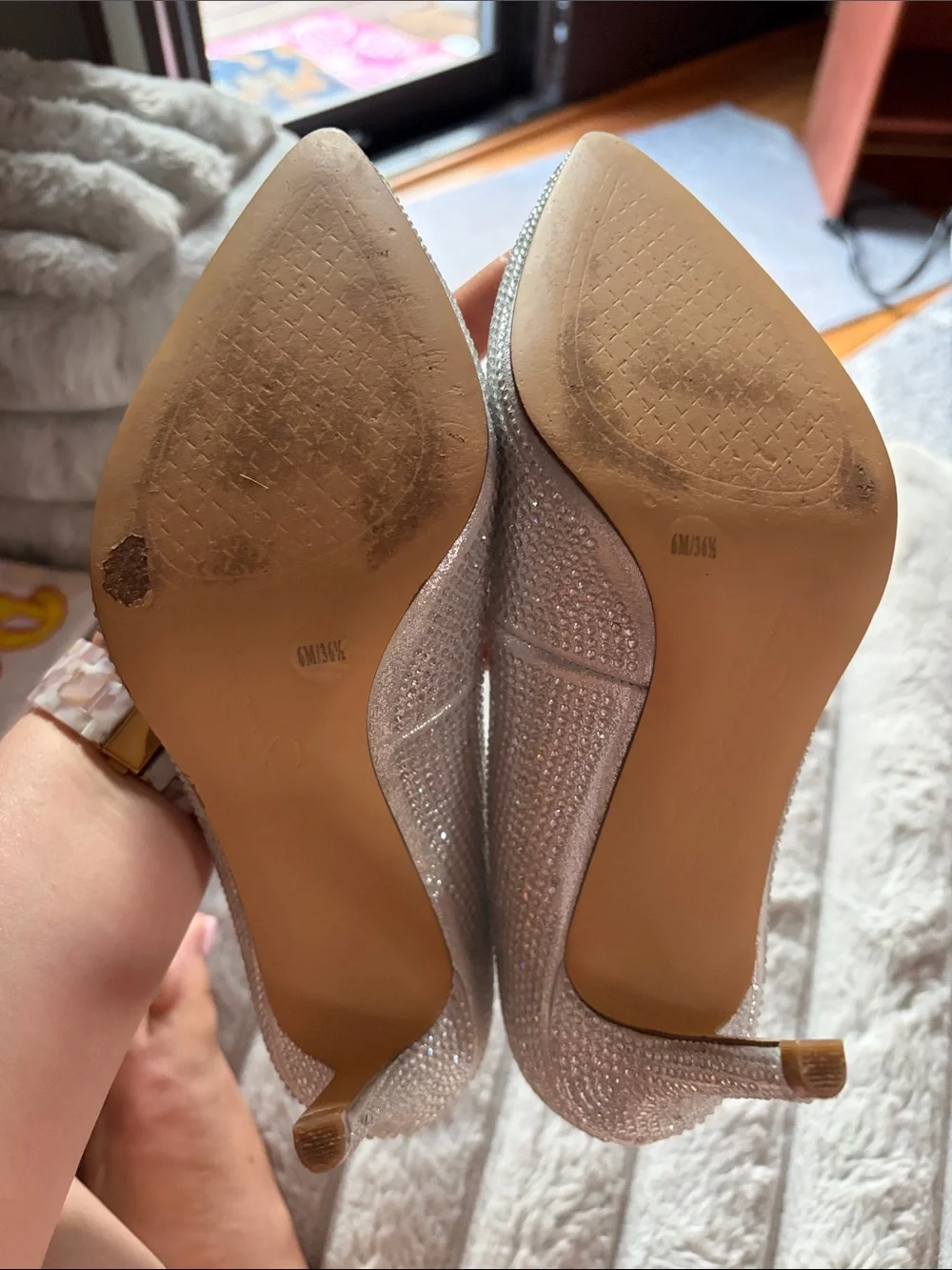 Jessica Simpson Silver Crystal Pointed-Toe Pumps for Women - 6